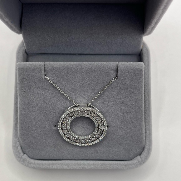 1.00 CT Lab Diamond Round Silver Necklace - Picture 6 of 10